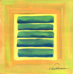 Zen Abstract in Gold and Green print - Heartful Art by Raphaella Vaisseau