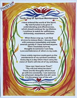 10th Step Spiritual Maintenance AA poster - Heartful Art by Raphaella Vaisseau