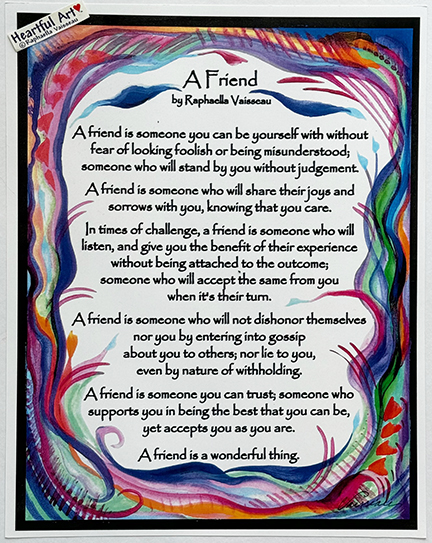 A friend original poetry poster (11x14) - Heartful Art by Raphaella Vaisseau