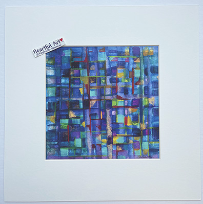 Grid in Blue print - Heartful Art by Raphaella Vaisseau