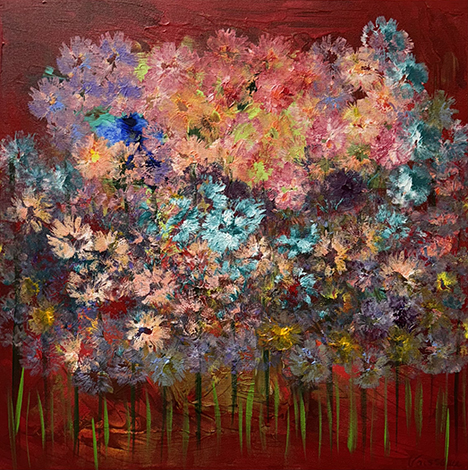 Village Garden (24x24) - Heartful Art by Raphaella Vaisseau