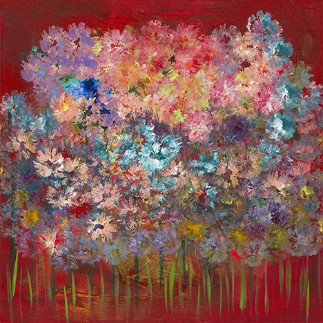 Village Garden (24x24) - Heartful Art by Raphaella Vaisseau