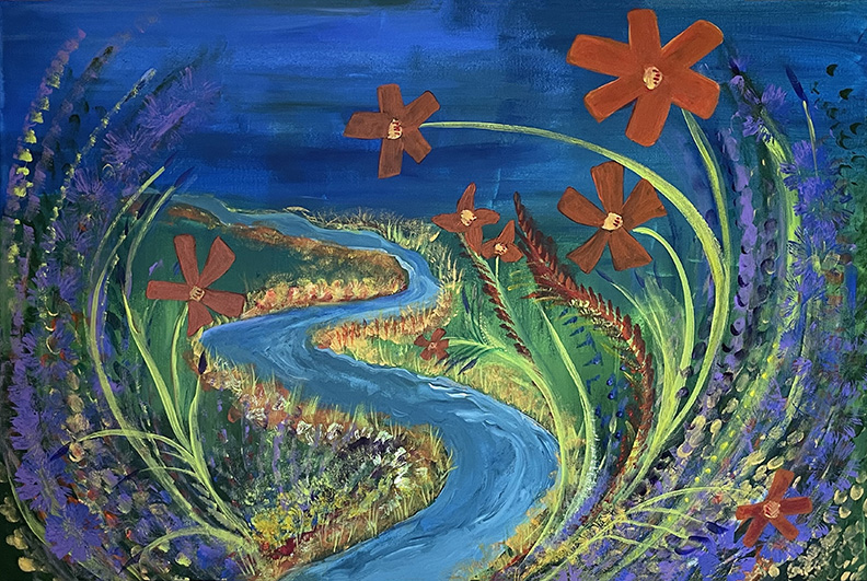 Night Garden (24 x 36) - Heartful Art by Raphaella Vaisseau