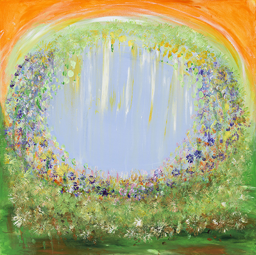 Garden Waterfall (30x30) - Heartful Art by Raphaella Vaisseau