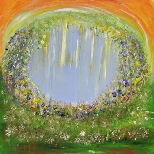 Garden Waterfall (30x30) - Heartful Art by Raphaella Vaisseau