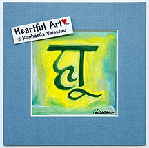 Hu symbol green yellow blue print - Heartful Art by Raphaella Vaisseau