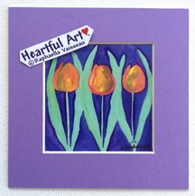 Orange Tulips on Blue print - Heartful Art by Raphaella Vaisseau