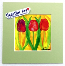 Orange Tulips on Golden Yellow print - Heartful Art by Raphaella Vaisseau