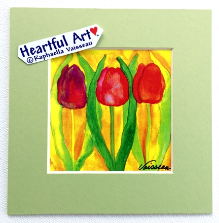 Orange Tulips on Golden Yellow print - Heartful Art by Raphaella Vaisseau