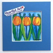 Orange Tulips on Sky Blue print - Heartful Art by Raphaella Vaisseau