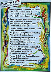 Amazing Grace John Newton poster (5x7) - Heartful Art by Raphaella Vaisseau