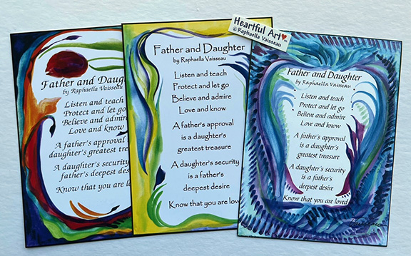 Father and Daughter original prose poster (5x7) - Heartful Art by Raphaella Vaisseau