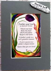 Father and Son original poem quote (5x7) - Heartful Art by Raphaella Vaisseau