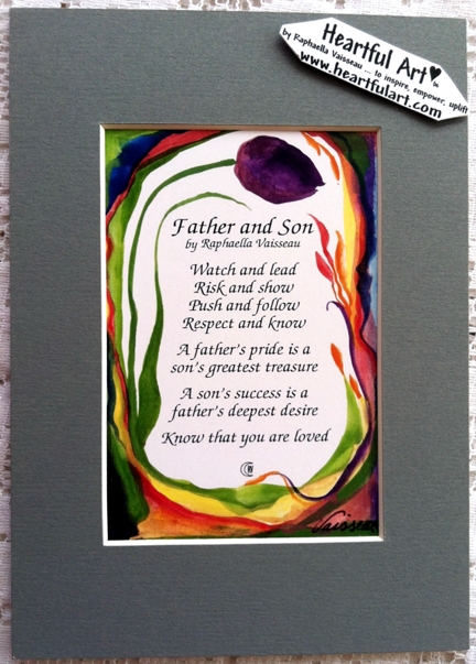 Father and Son original poem quote (5x7) - Heartful Art by Raphaella Vaisseau