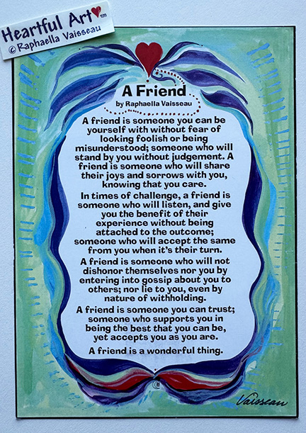 Friend original poem poster (5x7) - Heartful Art by Raphaella Vaisseau