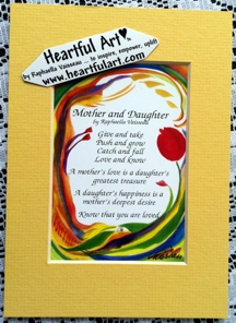 Mother and Daughter original poem quote (5x7) - Heartful Art by Raphaella Vaisseau