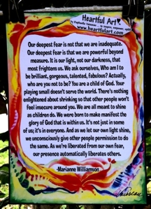 Our deepest fear ... Marianne Williamson poster (5x7) - Heartful Art by Raphaella Vaisseau