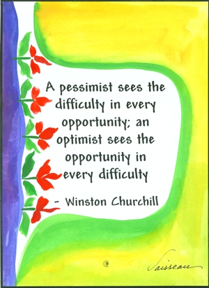 Pessimist Optimist Winston Churchill poster (5x7) - Heartful Art by Raphaella Vaisseau