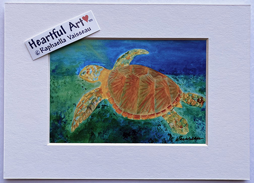 Sea Turtle print - Heartful Art by Raphaella Vaisseau