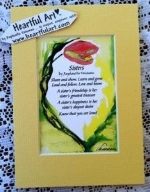 Sisters original poem quote (5x7) - Heartful Art by Raphaella Vaisseau