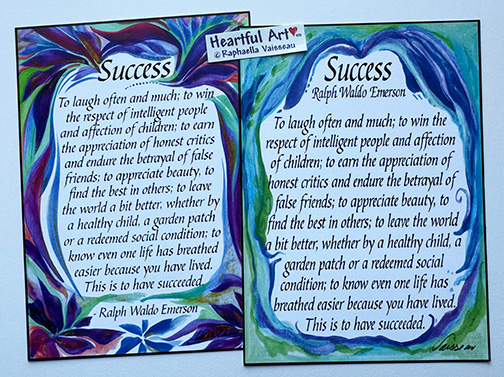 Success poster Ralph Waldo Emerson (5x7) - Heartful Art by Raphaella Vaisseau