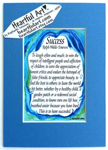 Success Ralph Waldo Emerson quote (5x7) - Heartful Art by Raphaella Vaisseau