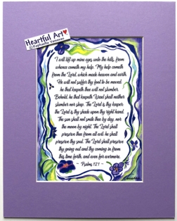 I will lift up mine eyes unto the hills Psalms 121 quote (8x10) - Heartful Art by Raphaella Vaisseau