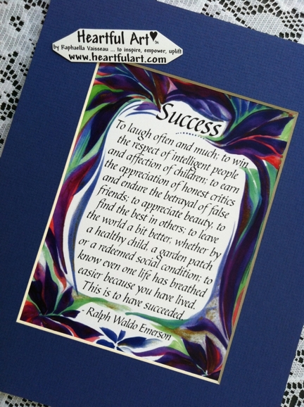 Success Ralph Waldo Emerson quote (8x10) - Heartful Art by Raphaella Vaisseau