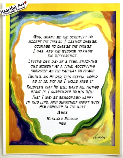 God grant me Reinhold Niebuhr poster (8x11) - Heartful Art by Raphaella Vaisseau