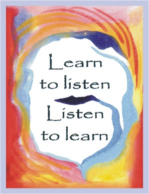 Learn to listen, listen to learn AA slogan poster (8x11) - Heartful Art by Raphaella Vaisseau