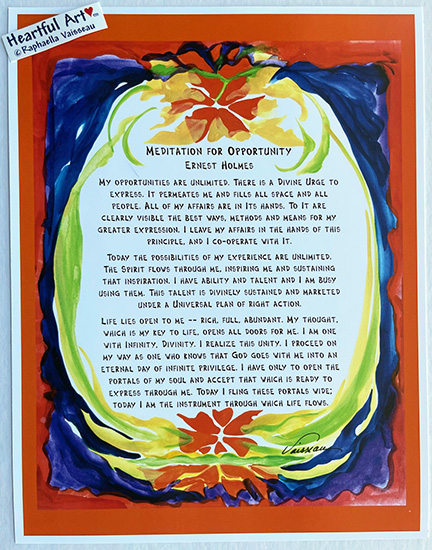 Meditation for Opportunity Ernest Holmes poster (8x11) - Heartful Art by Raphaella Vaisseau
