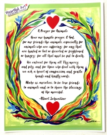 Prayer for Animals Albert Schweitzer poster (8x11) - Heartful Art by Raphaella Vaisseau