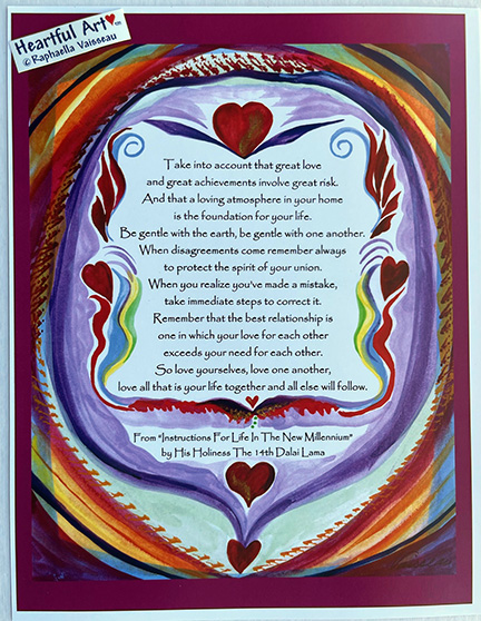 Take into account Instructions for Life poster Dalai Lama (8x11) - Heartful Art by Raphaella Vaissea