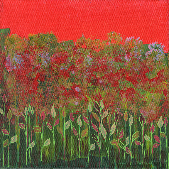 Red Sky Asheville (8x8) - Heartful Art by Raphaella Vaisseau