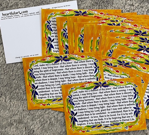 Prayer of Saint Francis (AA) postcards - Heartful Art by Raphaella Vaisseau